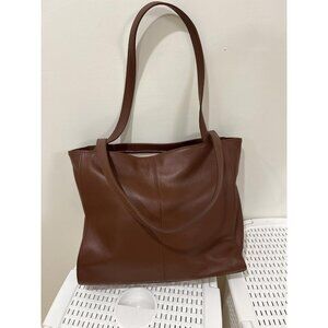 🆕Women Coffee Genuine Leather‎ Work Leather Shoulder Laptop Compartment Handbag